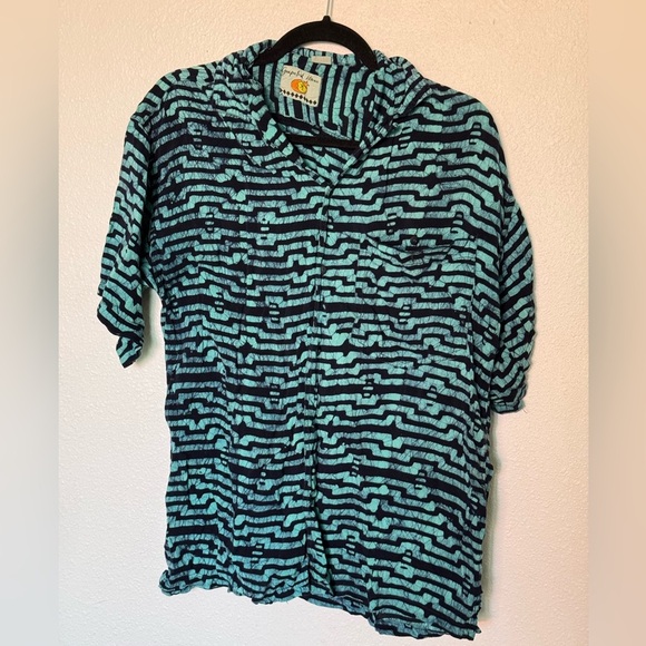 VINTAGE grapefruit moon Men's Blue and Black Striped Shirt size small - Picture 1 of 4